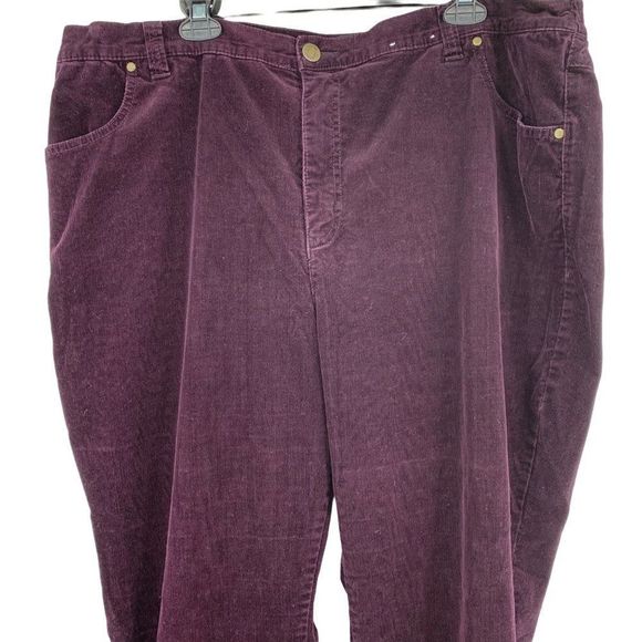 Liz & Me size 26W plus stretch Corduroy Pants in Berry 1918 Straight Leg Relaxed - Picture 9 of 9